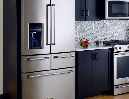 stainless steel refrigerator with icemaker